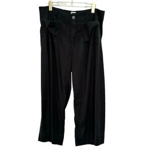 Maeve Anthropologie The Colette Linen Pant Women 16W Black‎ Cropped Wide Leg